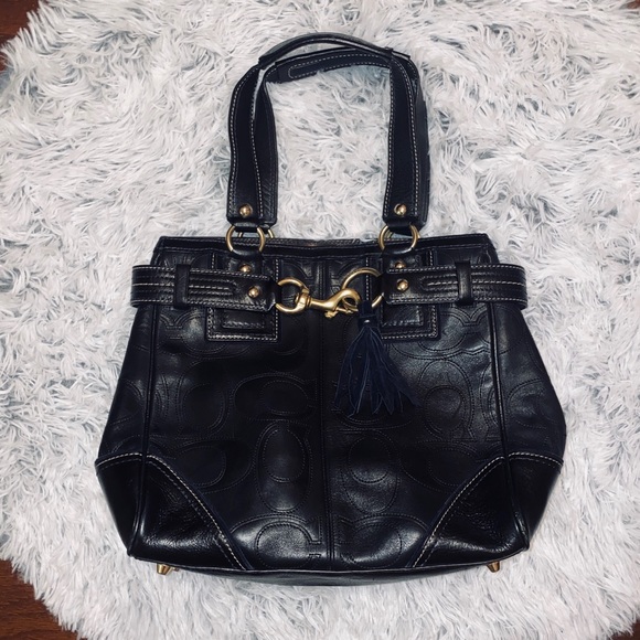 Coach Handbags - (Firm)Coach Hamilton Embossed Leather Shoulder Bag